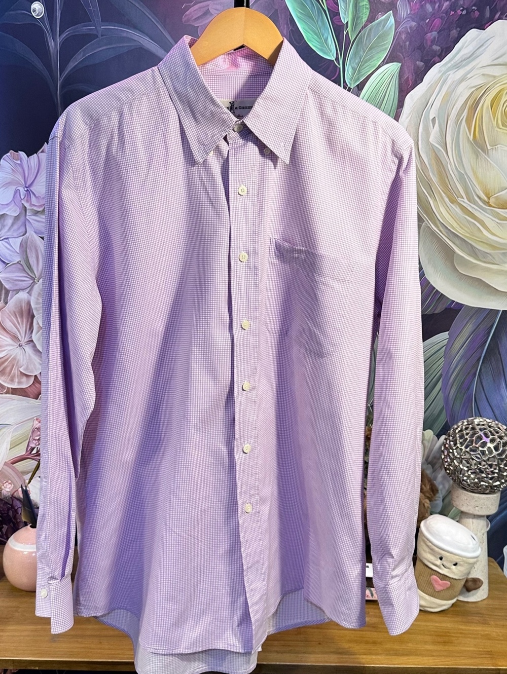 Fairway & Greene L Men's Dress Shirt Purple Check Button-Up
